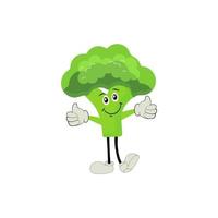 broccoli mascotte tekenfilm in vector. schattig gelukkig glimlachen broccoli groente reeks verzameling. vector vlak tekenfilm karakter illustratie icoon ontwerp. inhoud, Vrolijk, groen glimlach, vrolijk gezicht emotie.