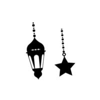 Islamitisch lantaarns illustratie ontwerp, Islamitisch silhouet decoratie sjabloon vector. ornament Islamitisch Ramadan lantaarn symbool. vlak Arabisch icoon zwart en wit, schets vector