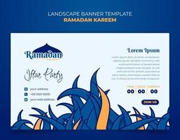 banier sjabloon met gras ontwerp voor Ramadan kareem of eid mubarak vector