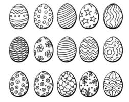 reeks van hand- getrokken Pasen eieren. ornamenten voor Pasen ontwerp. vector illustratie in tekening stijl.