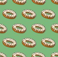 munt groen naadloos vector achtergrond met watertanden donuts met wit toffees