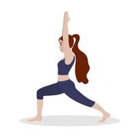 vrouw oefenen yoga. vector illustratie in vlak tekenfilm stijl, concept illustratie voor gezond levensstijl, sport, oefenen.