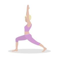 vrouw oefenen yoga. vector illustratie in vlak tekenfilm stijl, concept illustratie voor gezond levensstijl, sport, oefenen.