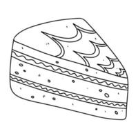 stuk van zoet taart in hand- getrokken tekening stijl. vector illustratie geïsoleerd Aan wit achtergrond.