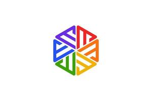 kleurrijk eerste brief e meetkundig logo vector