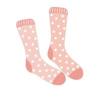 paar- van warm wol roze sokken met polka punt patroon vector