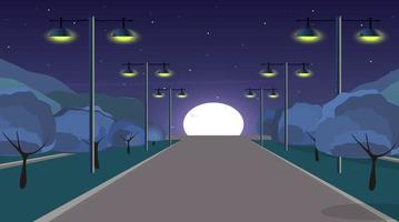 nacht weg tafereel. vector