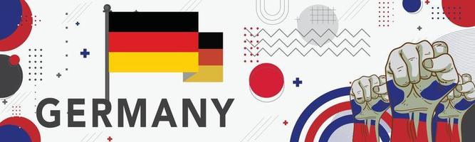 banier Duitsland nationaal dag deutschland met vlag kleuren thema achtergrond en meetkundig abstract retro modern zwart rood geel ontwerp. Duitse mensen. sport- spellen supporters vector illustratie