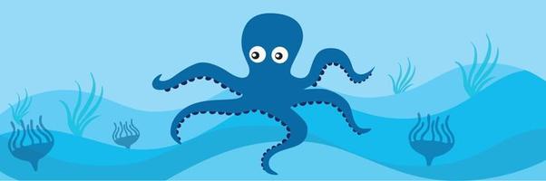 tekenfilm tekening van een schattig Octopus banier ontwerp, kunst vector eps