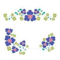 reeks een bloemen grens met een krans van groen bladeren en blauw bloemen voor een bruiloft kaart, een groet kaart, of decoratief kunstwerk. vector