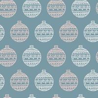 Kerstmis naadloos patroon met Kerstmis ballen in pastel kleuren en blauw. Kerstmis speelgoed afdrukken in scandi stijl met ornament vector