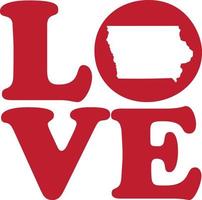 liefde Iowa staat rood schets vector grafisch illustratie geïsoleerd