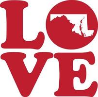 liefde Maryland staat rood schets vector grafisch illustratie geïsoleerd