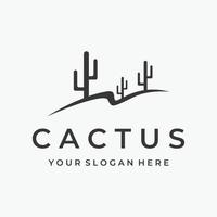 wijnoogst natuurlijk cactus boom fabriek logo sjabloon ontwerp, woestijn fabriek met bewerkbare vector illustratie.