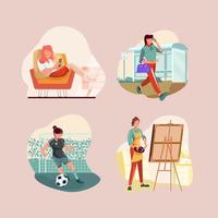 onafhankelijke vrouwen dagelijkse routine icon set vector