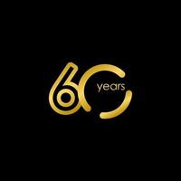 60 jaar jubileum elegante gouden viering vector sjabloon ontwerp illustratie