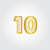 10 jaar verjaardag gouden lijn ontwerp logo sjabloon vectorillustratie vector