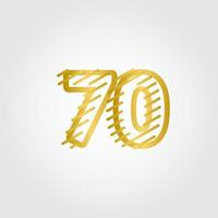 70 jaar verjaardag gouden lijn ontwerp logo sjabloon vectorillustratie vector