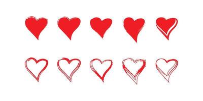verzameling van vector hart vorm geven aan, liefde icoon, solide kleur en schets voor bruiloft, romantiek, Valentijn decoratie
