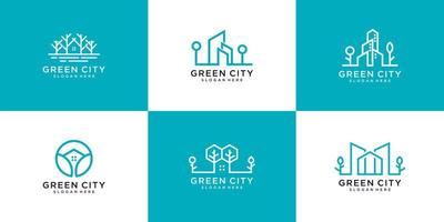 reeks groen stad logo concepten symbool icoon vector