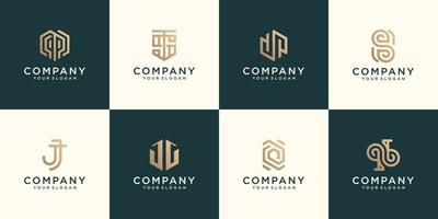 monogram logo reeks vlak ontwerp goud kleur ontwerpen in abstract modern minimalistische vlak voor bedrijf vector
