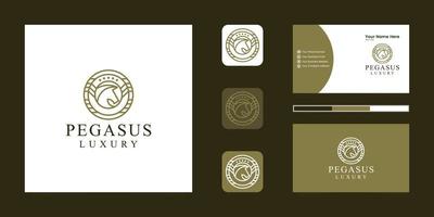 Pegasus met lijn stijl logo vector ontwerp
