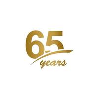 65 jaar verjaardag elegante gouden lijn viering vector sjabloon ontwerp illustratie