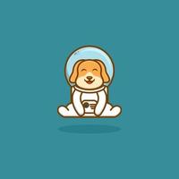 schattig astronout hond logo ontwerp vector