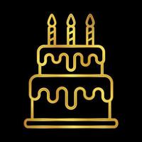 verjaardag taart icoon in goud gekleurde vector