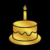 verjaardag taart icoon in goud gekleurde vector