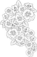 realistisch viooltje bloem kleur Pagina's viooltje bloem tatoeëren tekening, rijngoud tekening, bloem TROS tekening, schattig bloem kleur Pagina's, illustratie vector kunst, zwart viooltje tatoeëren.