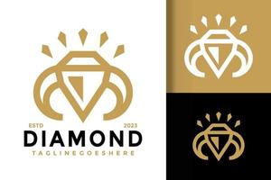 brief m diamant logo vector icoon illustratie