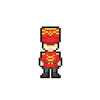 rood soldaat in pixel kunst stijl vector