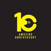 10e geweldige verjaardag viering vector sjabloon ontwerp illustratie logo pictogram