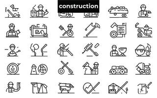 bouw pictogrammen set. gemakkelijk verzameling van bouw verwant vector lijn iconen.. hulpmiddelen, huis pictogrammen, bouwer, vector