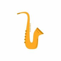 saxofoon platte vectorillustratie. muziekinstrument voor jazz. saxofonist apparatuur geïsoleerd op een witte achtergrond. klassieke muziek, uitvoering van jazzconcerten. gekleurd stijlontwerp. vector