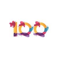 100 jaar verjaardag viering flux vector sjabloon ontwerp illustratie
