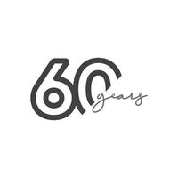 60 jaar verjaardag viering nummer vector sjabloon ontwerp illustratie logo pictogram