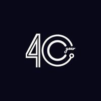 40 jaar verjaardag viering nummer vector sjabloon ontwerp illustratie logo pictogram