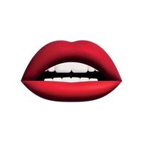lippen realistisch 3d geven van rood tinten. vrouwen vormen lip, glanzend en mat. geïsoleerd reeks Aan wit achtergrond. decoratie voorwerpen voor ontwerp. vector illustratie