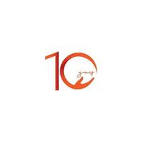 10 jaar verjaardag viering nummer vector sjabloon ontwerp illustratie logo pictogram