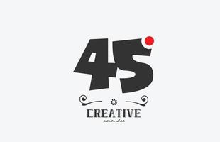 grijs 45 aantal logo icoon ontwerp met rood punt. creatief sjabloon voor bedrijf en bedrijf vector