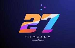 gekleurde aantal 27 logo icoon met stippen. geel blauw roze sjabloon ontwerp voor een bedrijf en zaken vector