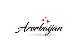 Azerbeidzjan naam land woord met drie rood liefde hart. creatief typografie logo icoon ontwerp vector