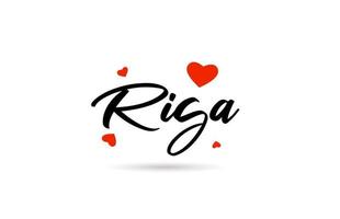 Riga handgeschreven stad typografie tekst met liefde hart vector