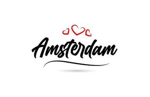 Amsterdam Europese stad typografie tekst woord met liefde. hand- belettering stijl. modern schoonschrift tekst vector