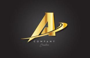 een gouden alfabet brief logo icoon ontwerp. sjabloon voor bedrijf en bedrijf met swoosh vector