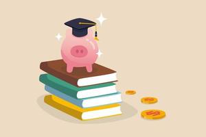onderwijsfonds, geld inzamelen voor school-, hogeschool- en universiteitskosten of studentenbeurs of leningconcept vector
