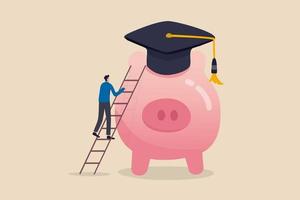 onderwijsfonds, kosten en uitgaven in boeken, cursusstudie, geld besparen om een diploma en afstudeerconcept te behalen vector
