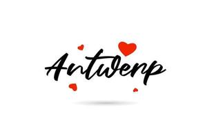 antwerpen handgeschreven stad typografie tekst met liefde hart vector